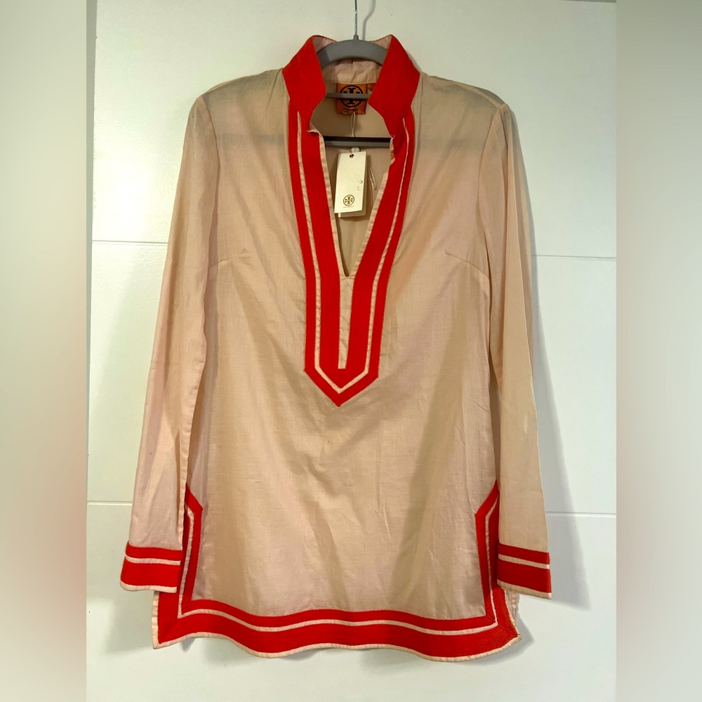New Tory Burch Tunic Light Ivory and Orange, Womens Size 2